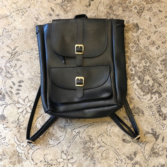 NWT - WANT Wolf Pack Faux Leather Backpack - Black - Picture 3 of 5